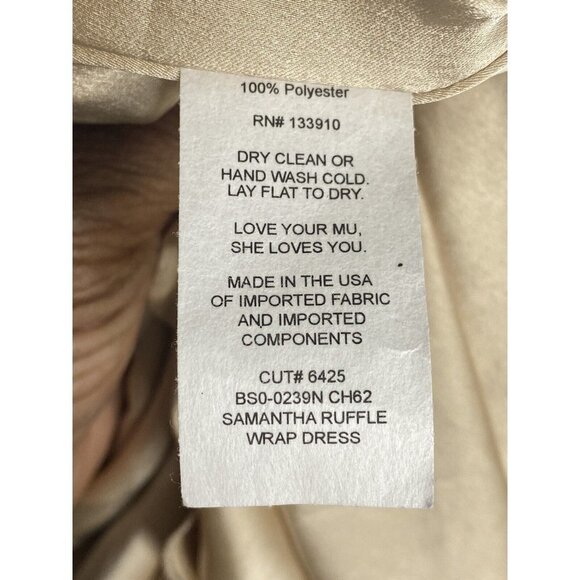 Show Me Your MuMu Womens Samantha Ruffle Wrap Dress True Gold Luxe Satin Medium - Picture 9 of 10